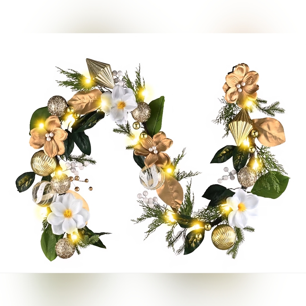 DecorbyHannah 9 foot prelit Elegant Holiday Garland Indoor Outdoor New